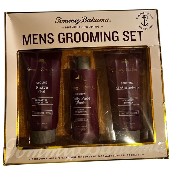 NEW Tommy Bahama Bourbon & Oak Gift Set TRIO MOISTURIZER FACE WASH SHAVE GEL - Picture 1 of 5